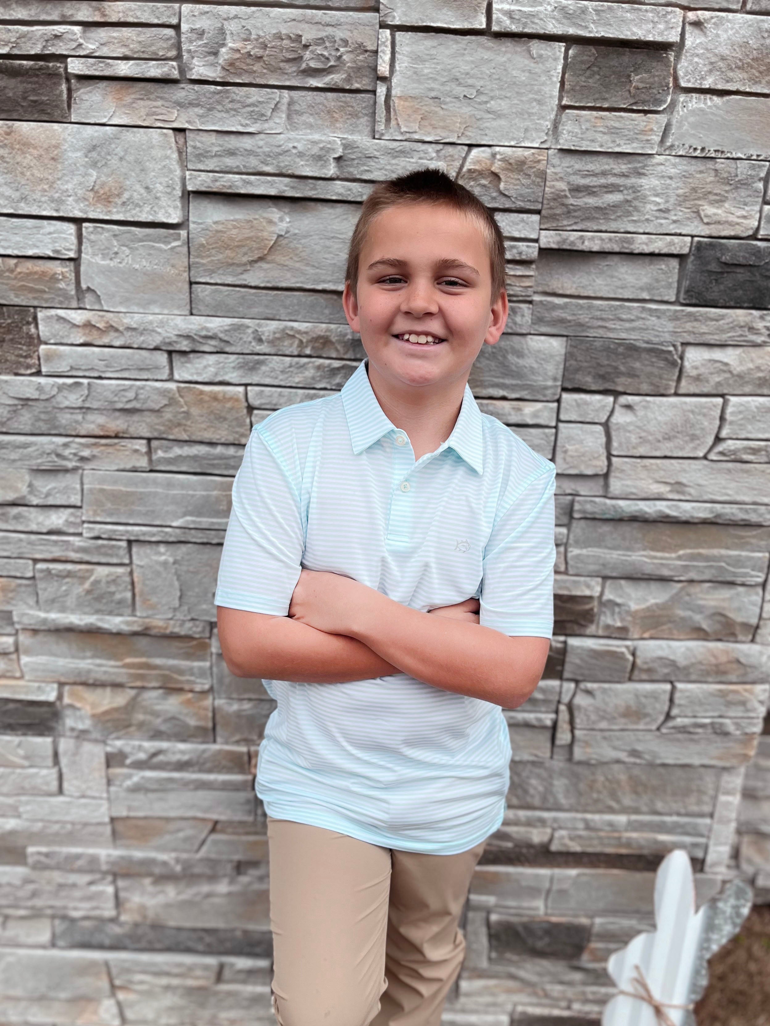 Boys Driver Tremlett Striped Performance Polo