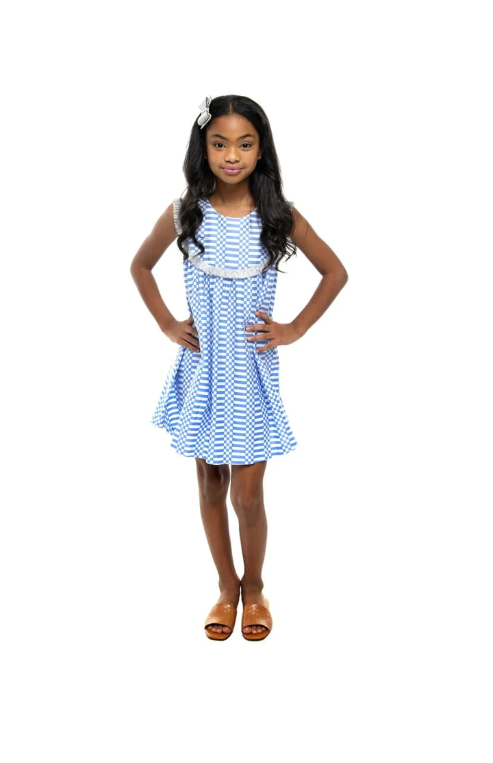 Girls Checker Fringe Dress