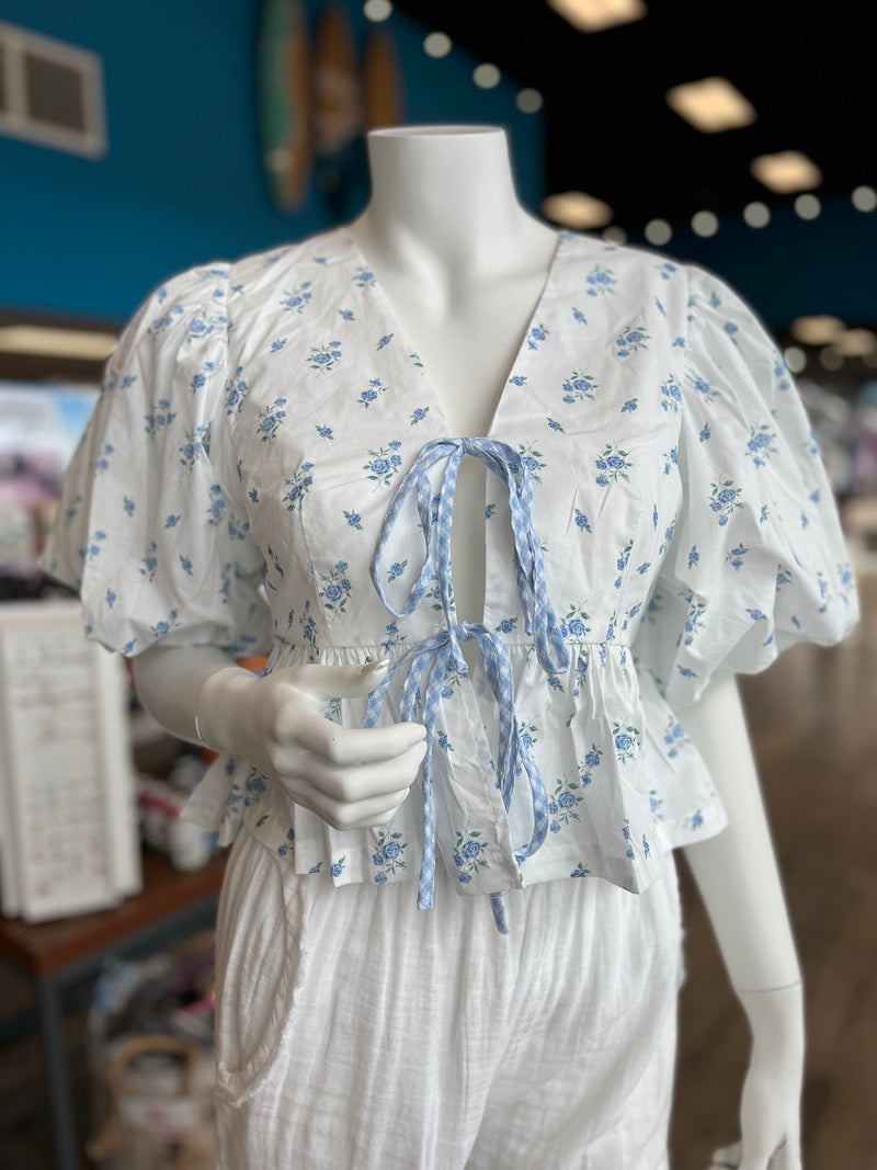 Ditzy Floral Printed Bow Tied Crop Top