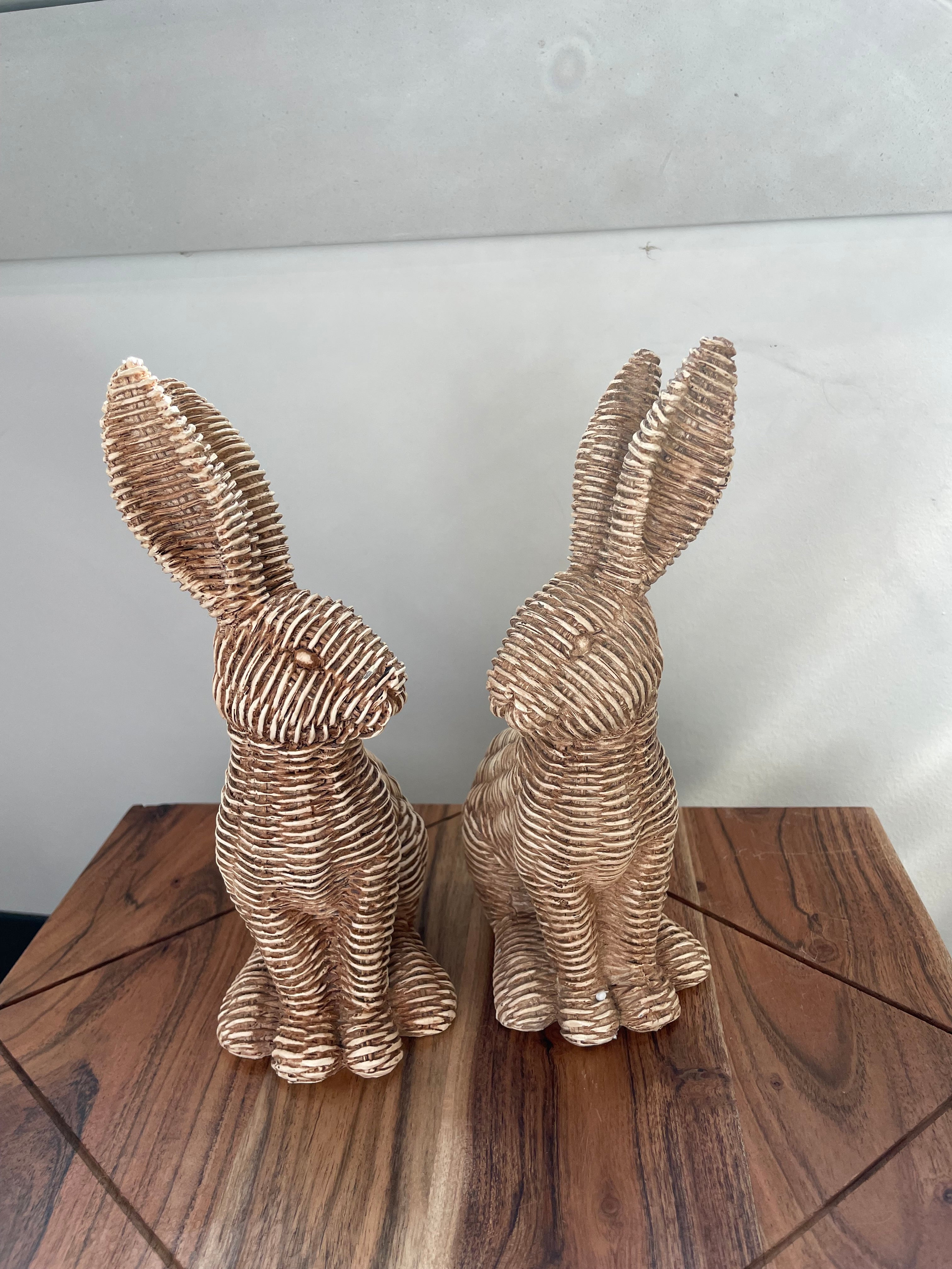 Hoppy Spring Basket Weave Bunny S/2