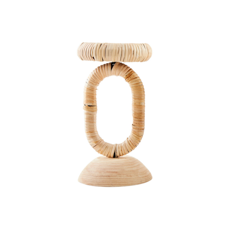 Large Rattan Wrapped Candlestick