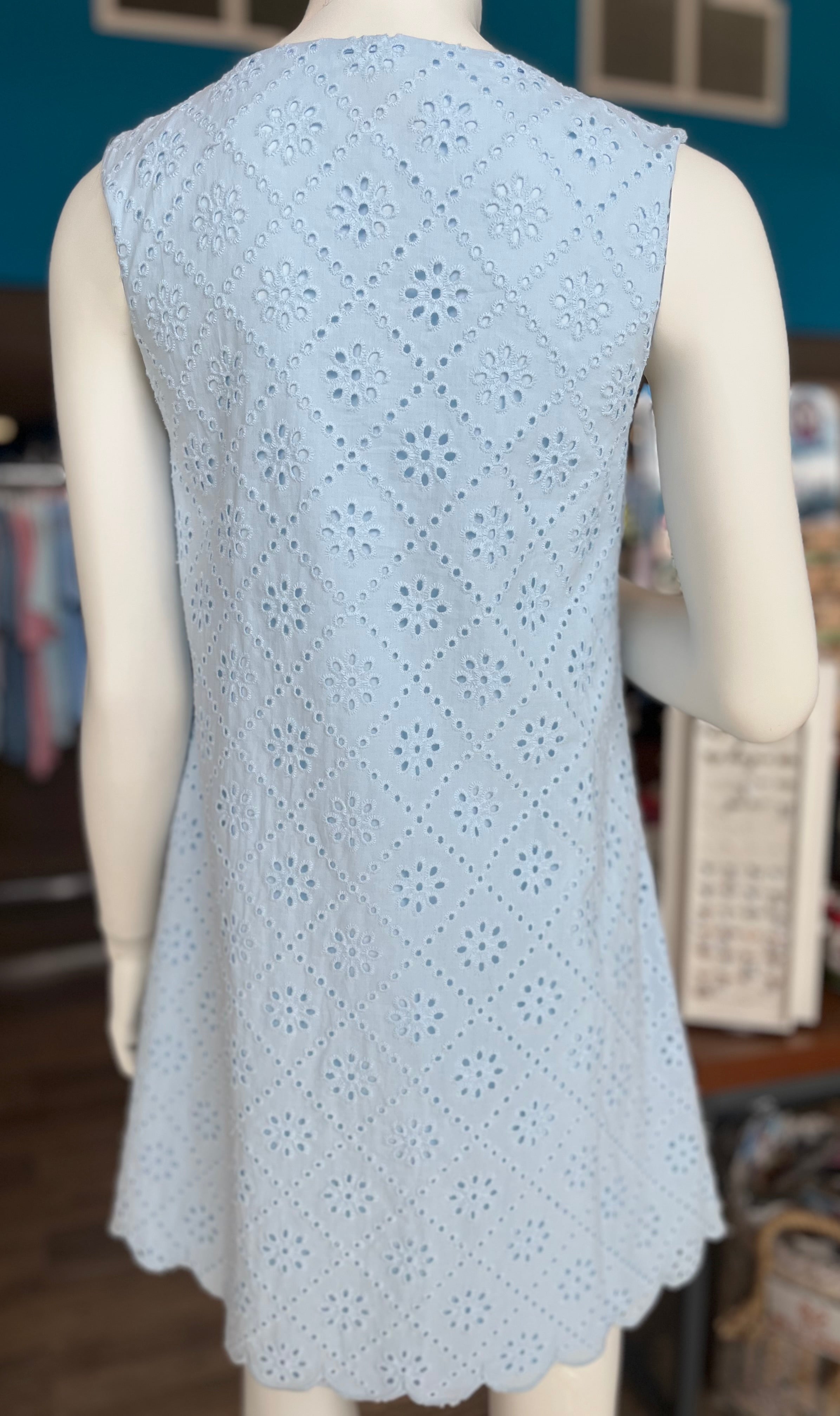 Eyelet Lace Square Neck Mini Dress