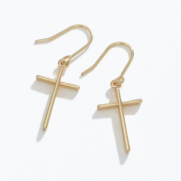 Earrings - Classic Gold Cross