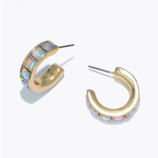 Earring - Crystal Inlay Hoops