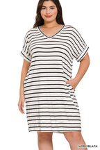 PS Rolled Short Sleeve V-Neck Dress