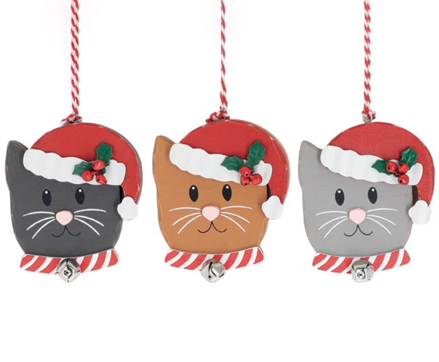 Cat Wearing Santa Hat Ornament