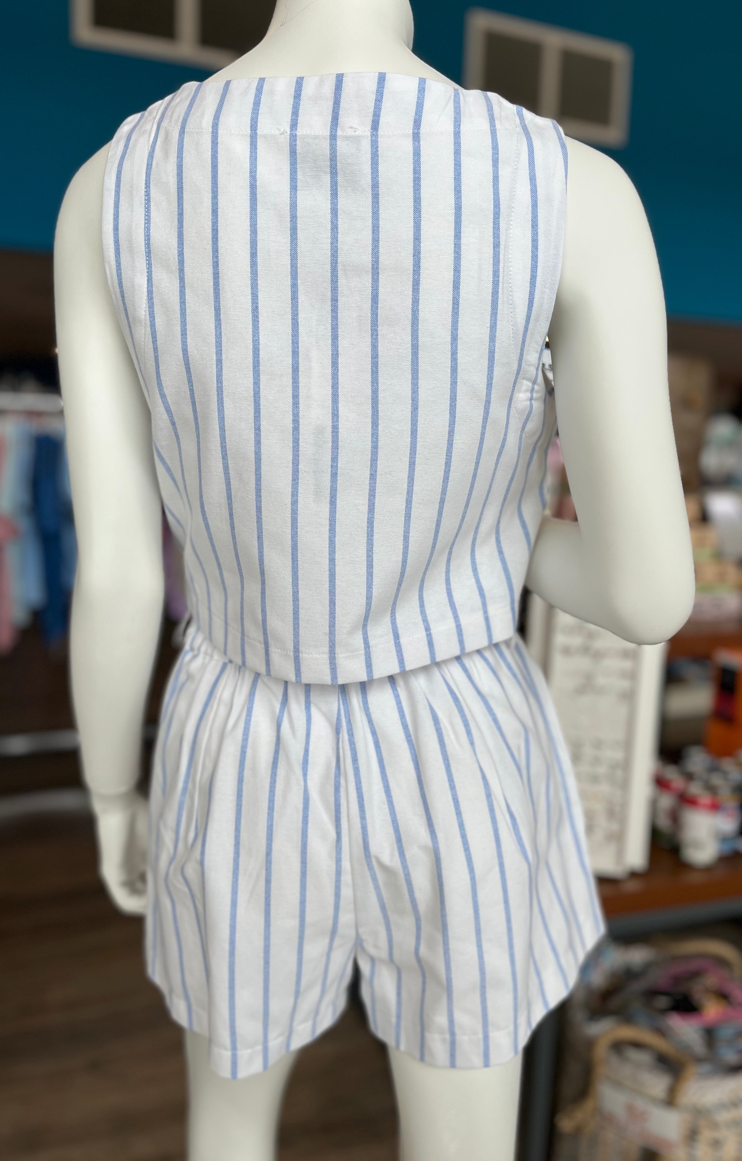 Pin Stripe Crop Top & Shorts Set