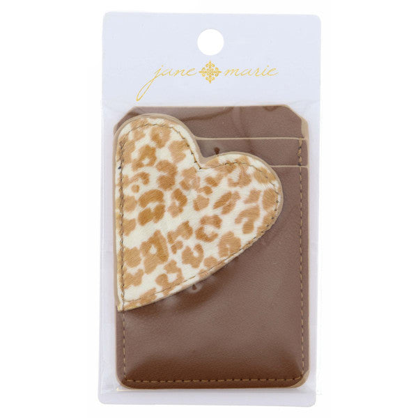 Tan with Cheetah Heart Phone Wallet