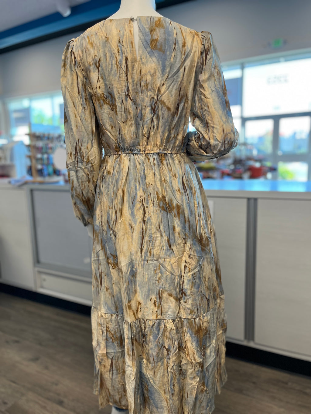 Hayden L/S V-Neck Smocked Dress