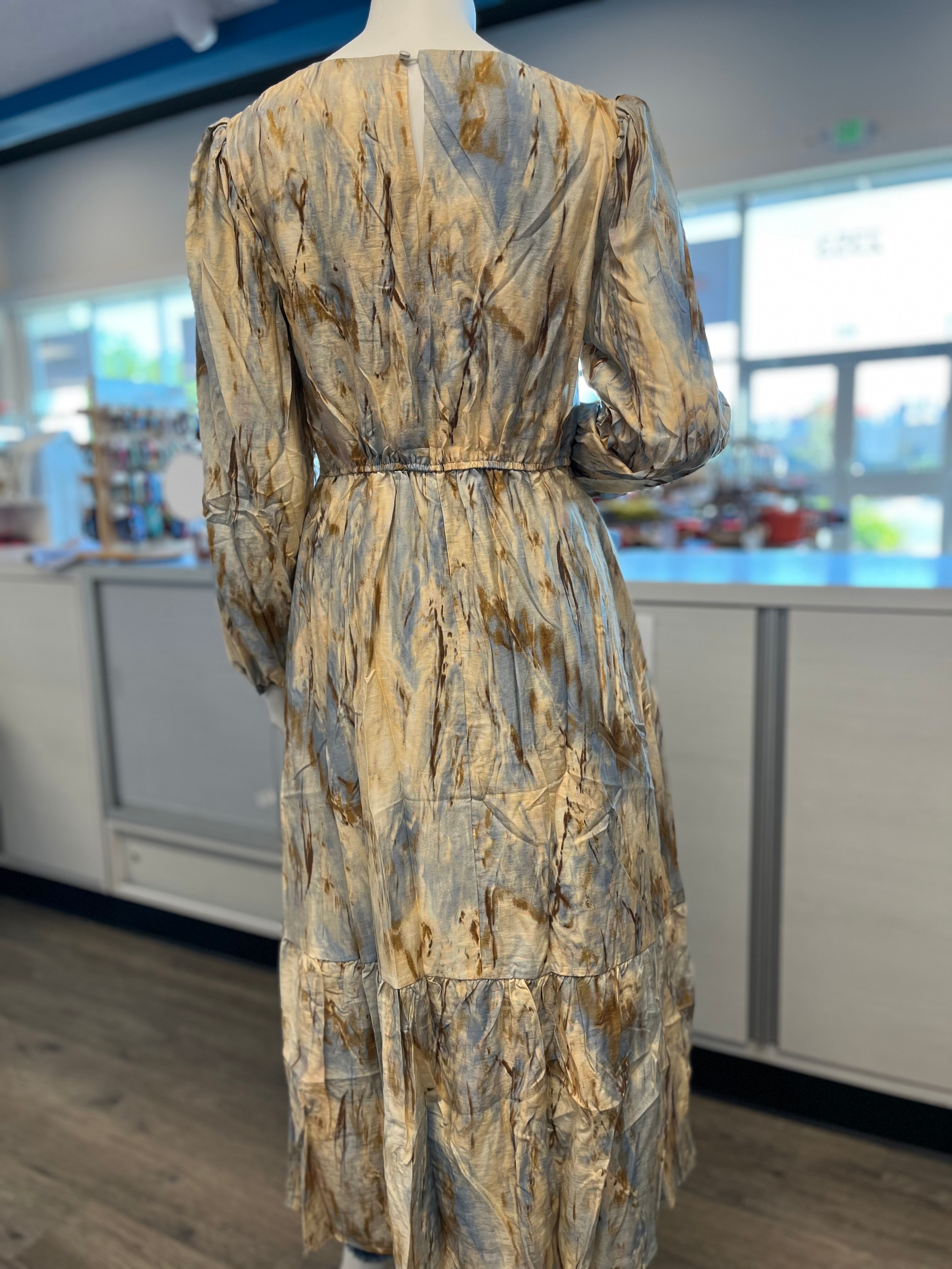 Hayden L/S V-Neck Smocked Dress