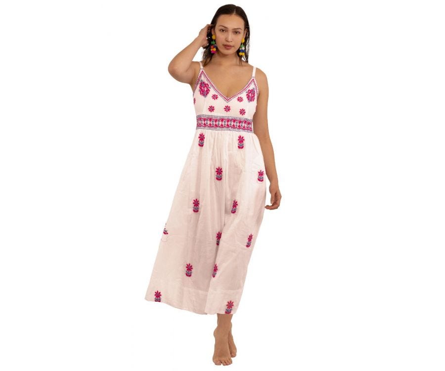 Hand Embroidered Midi/Maxi Dress - Fiesta Time