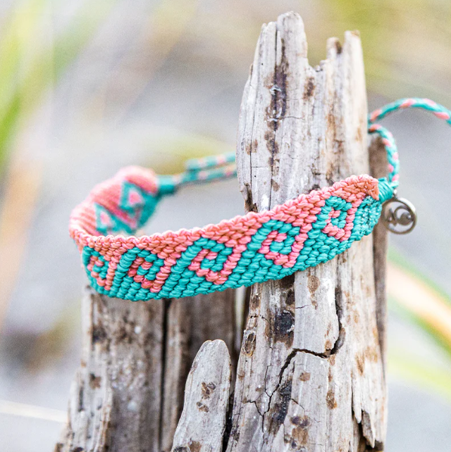 Bali Wave Braided Bracelet - Coral & Turquoise