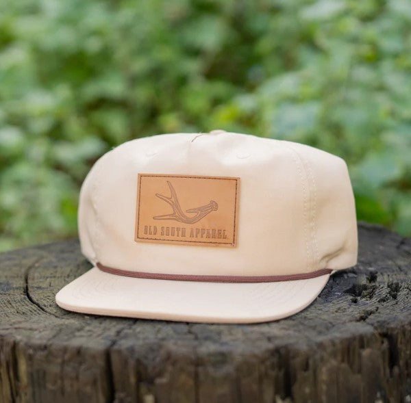 Single Antler Leather Patch Trucker Hat - Khaki