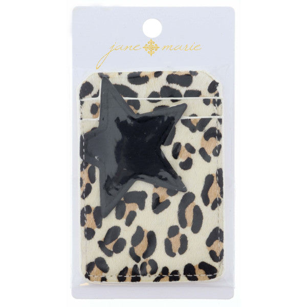 White Leopard with Black Star Phone Wallet