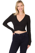 Tessa Twist Front LS Crop Top